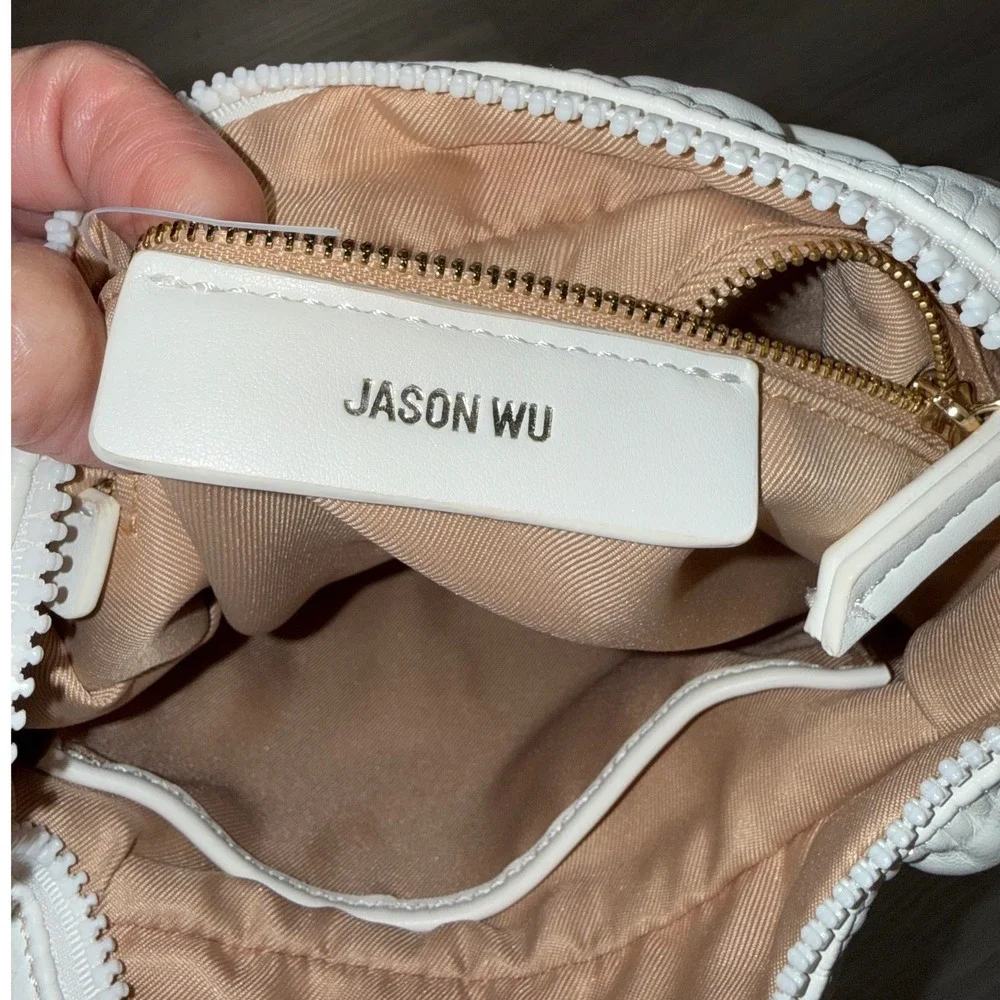 Jason Wu White Quilted Puffy Hobo Bag Textured Top Handle Handbag Gold Hardware